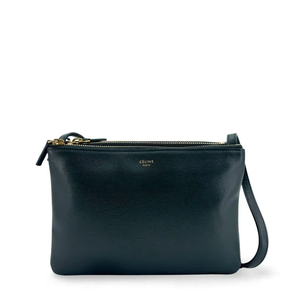 Celine Trio Bag Small Dark Green Gold Hardware